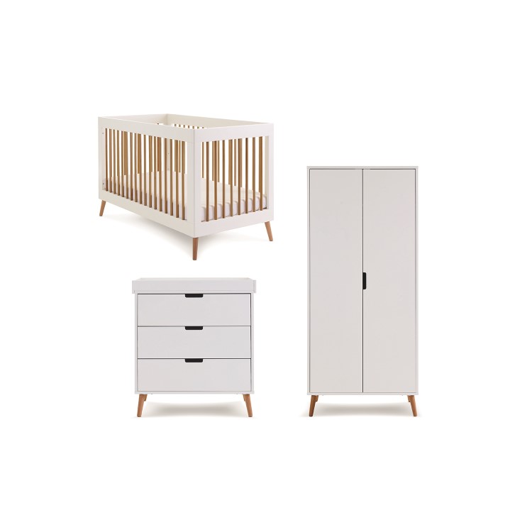 White 3 Piece Nursery Furniture Set - Maya - Obaby