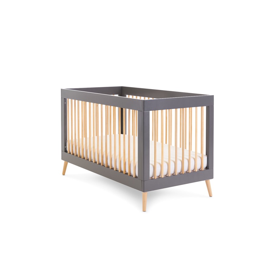 Maya Grey and Wood Convertible Cot Bed - Obaby