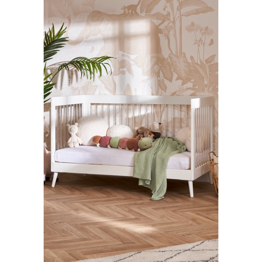 Maya Cot Bed in White with Acrylic - Obaby