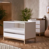 White 2 Piece Nursery Furniture Set - Cot Bed and Changing Table - Astrid - Obaby