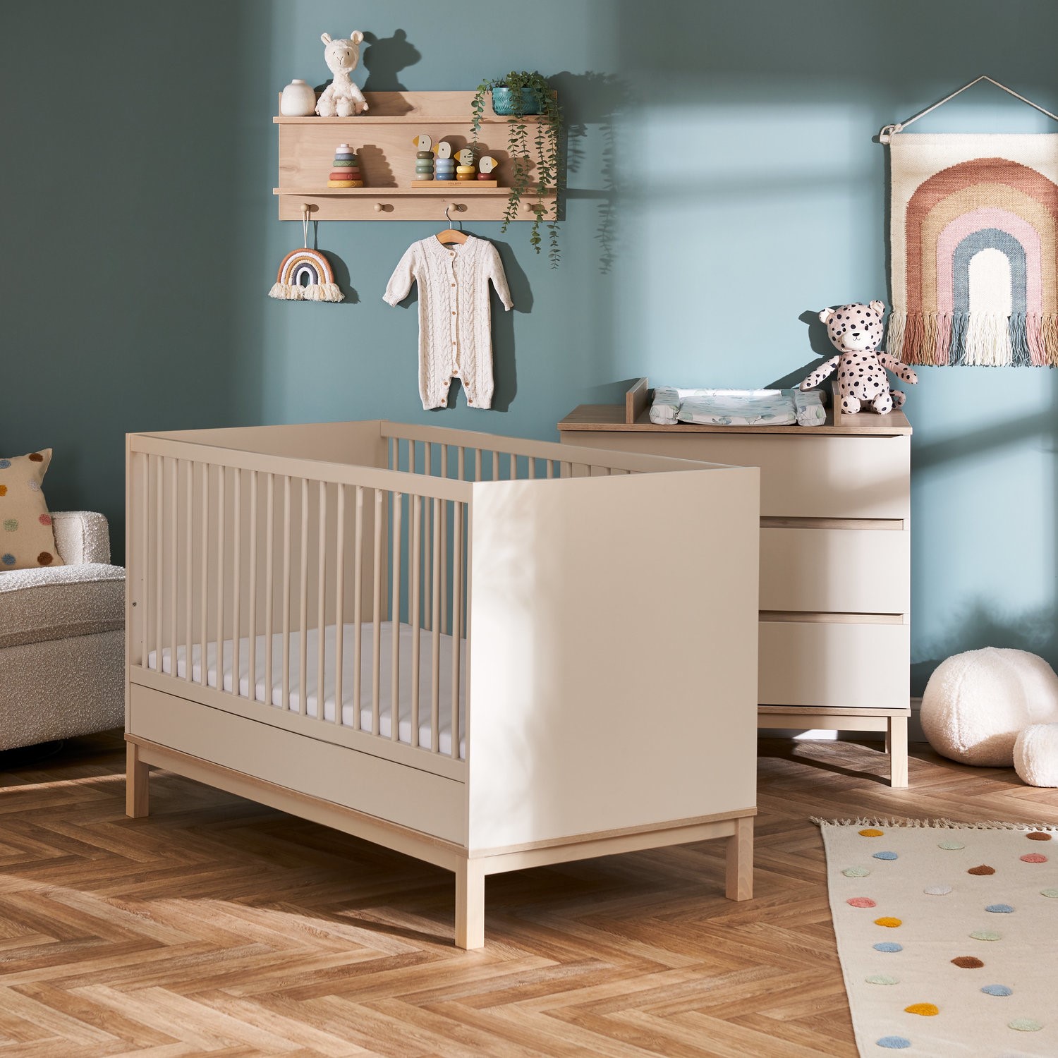 Photo of Satin 2 piece nursery furniture set - cot bed and changing table - astrid - obaby