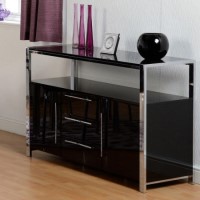 GRADE A2 - Seconique Charisma High Gloss 2 Door Sideboard in Black