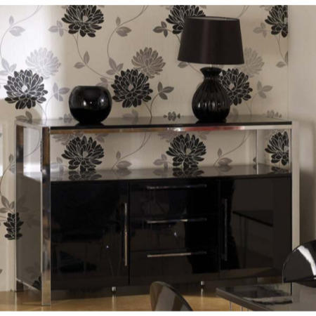 GRADE A2 - Seconique Charisma High Gloss 2 Door Sideboard in Black