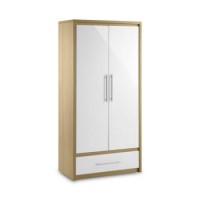 Julian Bowen Stockholm 2 Door 1 Drawer Wardrobe in Light Oak and White