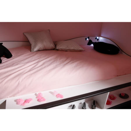 Parisot Lovely Light Continental Single Storage Bed in Megeve White and Black