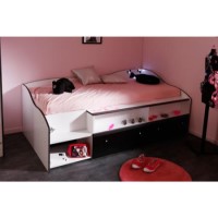 Parisot Lovely Light Continental Single Storage Bed in Megeve White and Black
