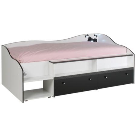 Parisot Lovely Light Continental Single Storage Bed in Megeve White and Black