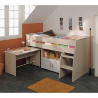 Parisot Meubles Parisot Charles Midsleeper Bed in Modern Ash and White