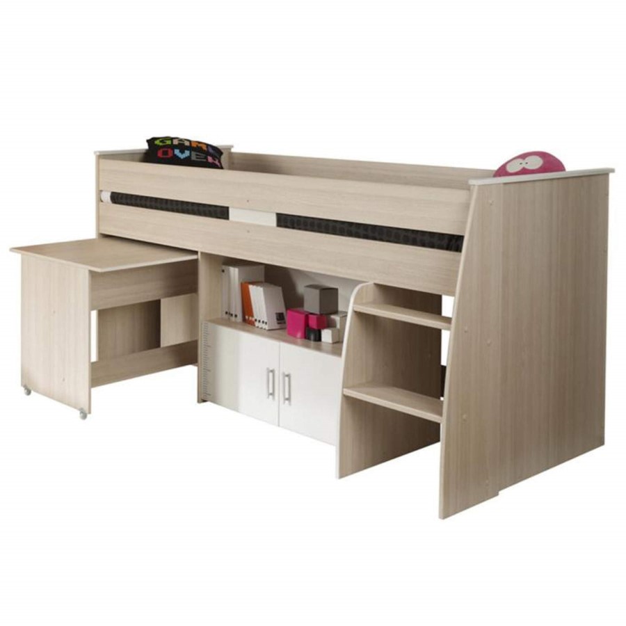 Parisot Meubles Parisot Charles Midsleeper Bed in Modern Ash and White
