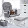 Grey Fabric Reclining Glider Chair and Stool - Obaby