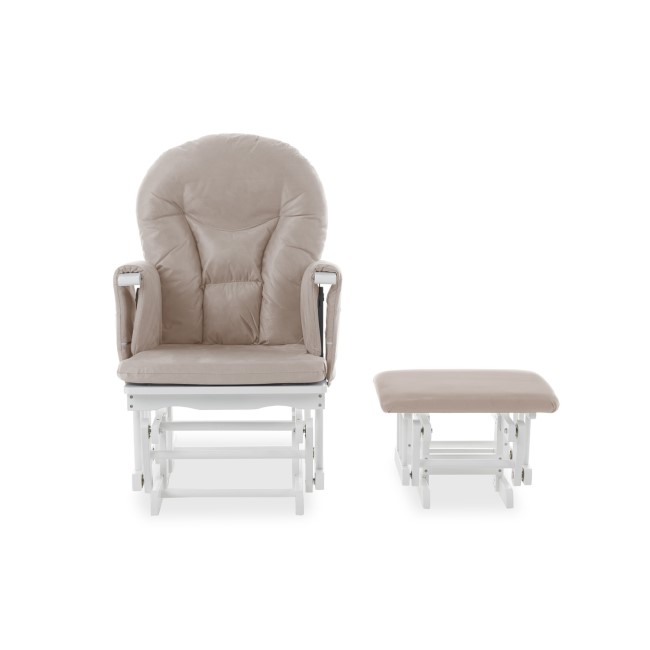 Beige Fabric Reclining Glider Chair and Stool - Obaby