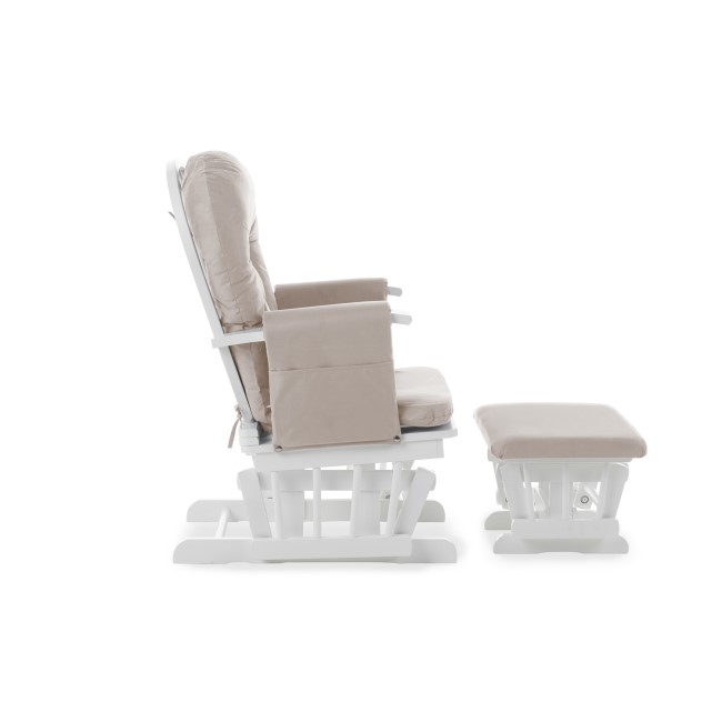 Beige Fabric Reclining Glider Chair and Stool - Obaby