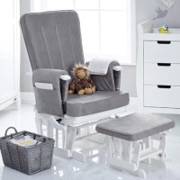 Deluxe Grey Reclining Glider Chair with Footstool - Obaby