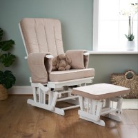 Deluxe White Reclining Glider Chair with Footstool - Obaby