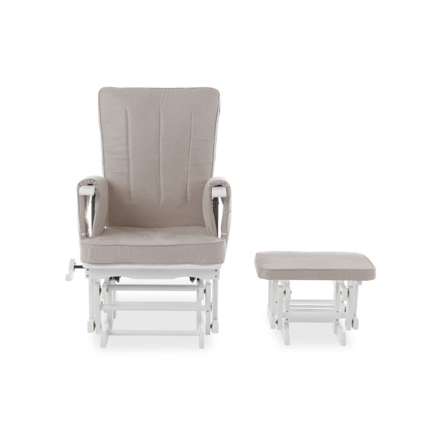 Deluxe White Reclining Glider Chair with Footstool - Obaby