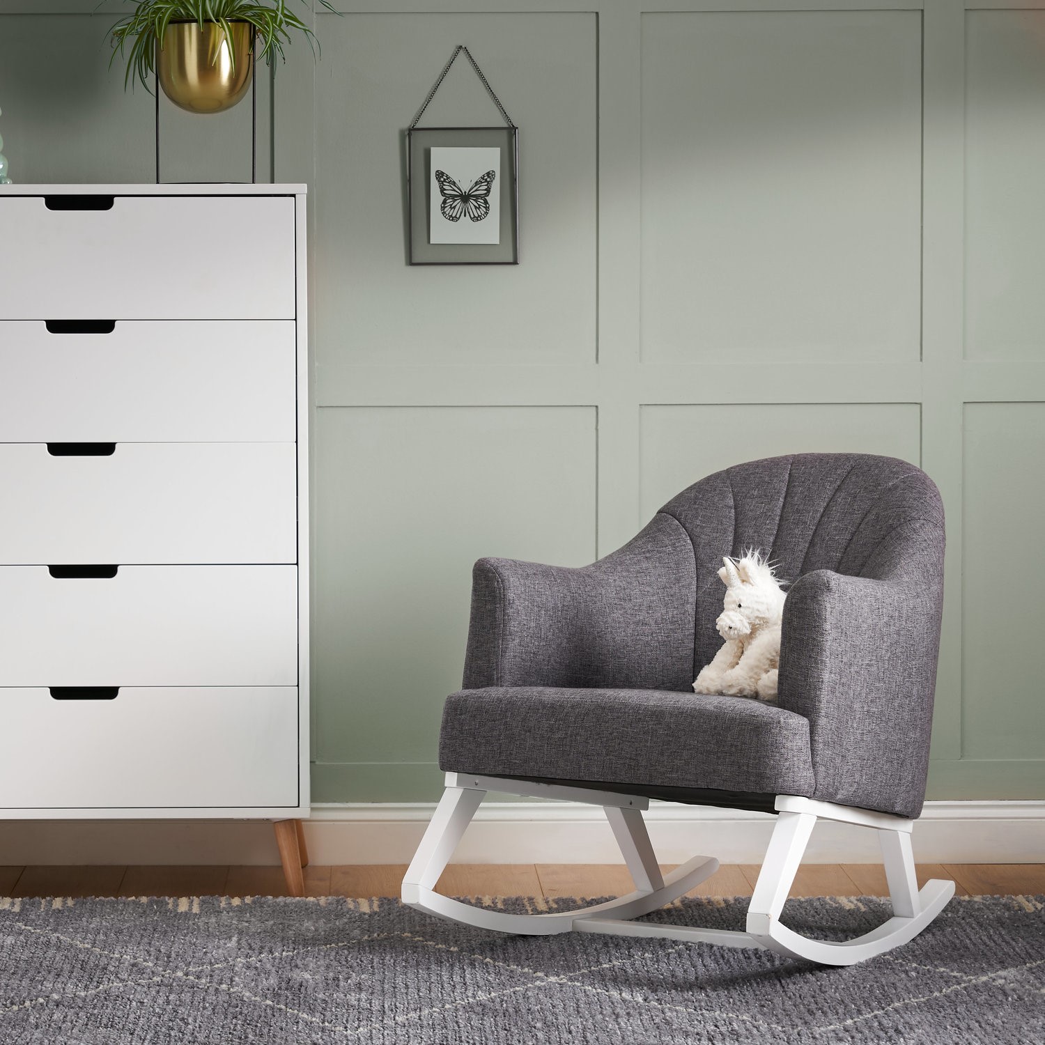 Circle Rocking Seat Round Back Rocking Chair in Dark Grey - Obaby - Furniture123