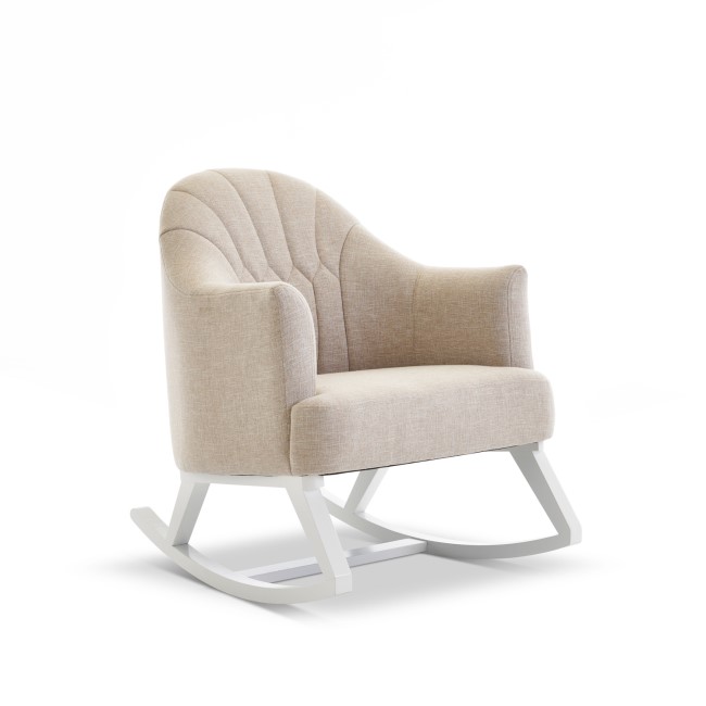 Beige Fabric Round Back Rocking Chair - Obaby