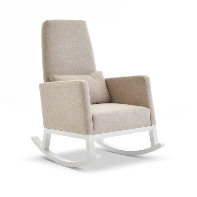 Beige Fabric High Back Rocking Chair - Obaby