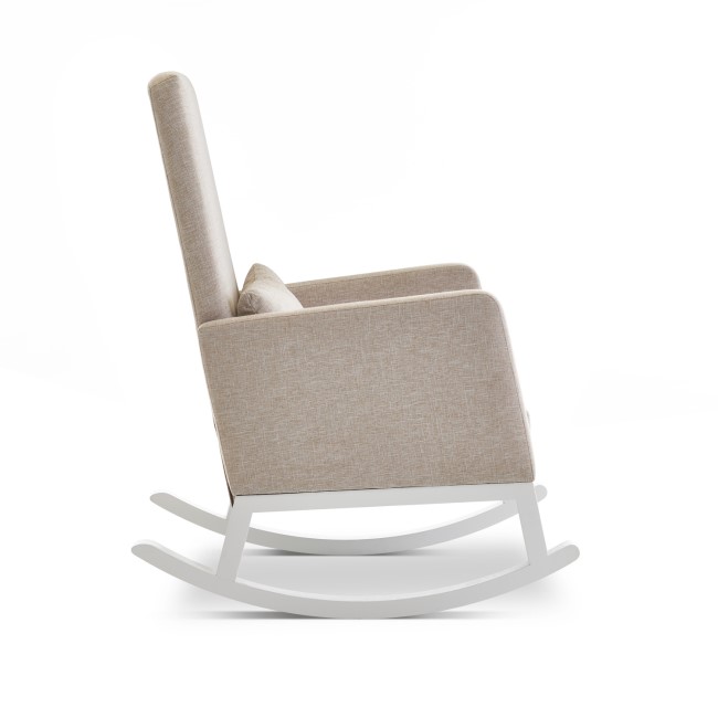 Beige Fabric High Back Rocking Chair - Obaby