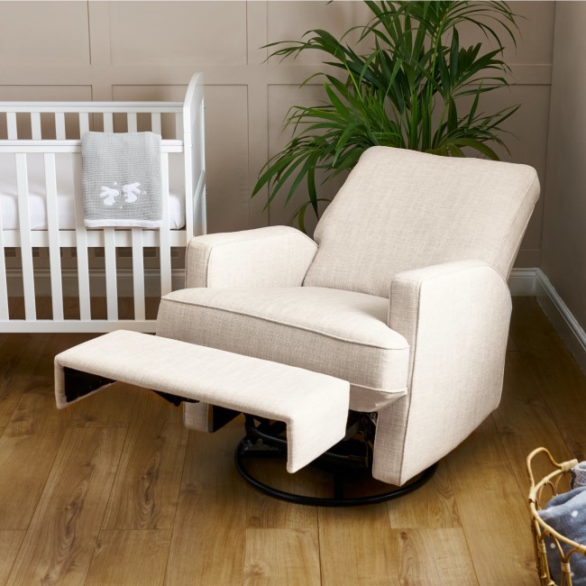 Madison Swivel Oatmeal Glider Recliner Chair - Obaby