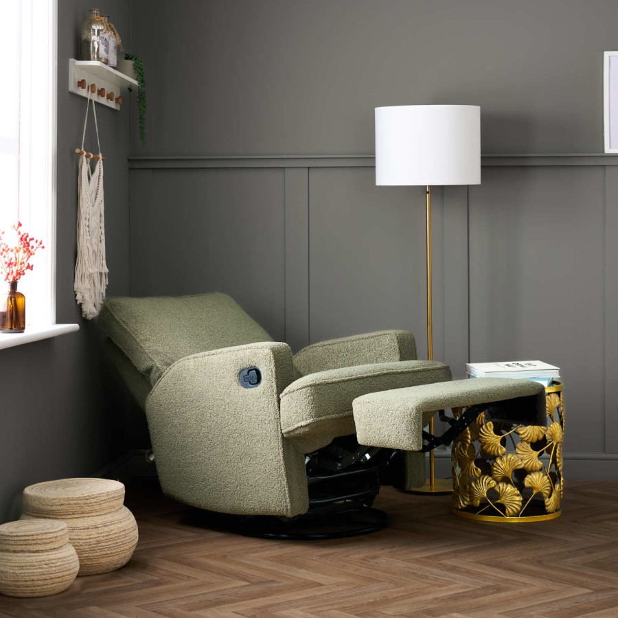 Madison Teddy Olive Swivel Glider Recliner Chair - Obaby