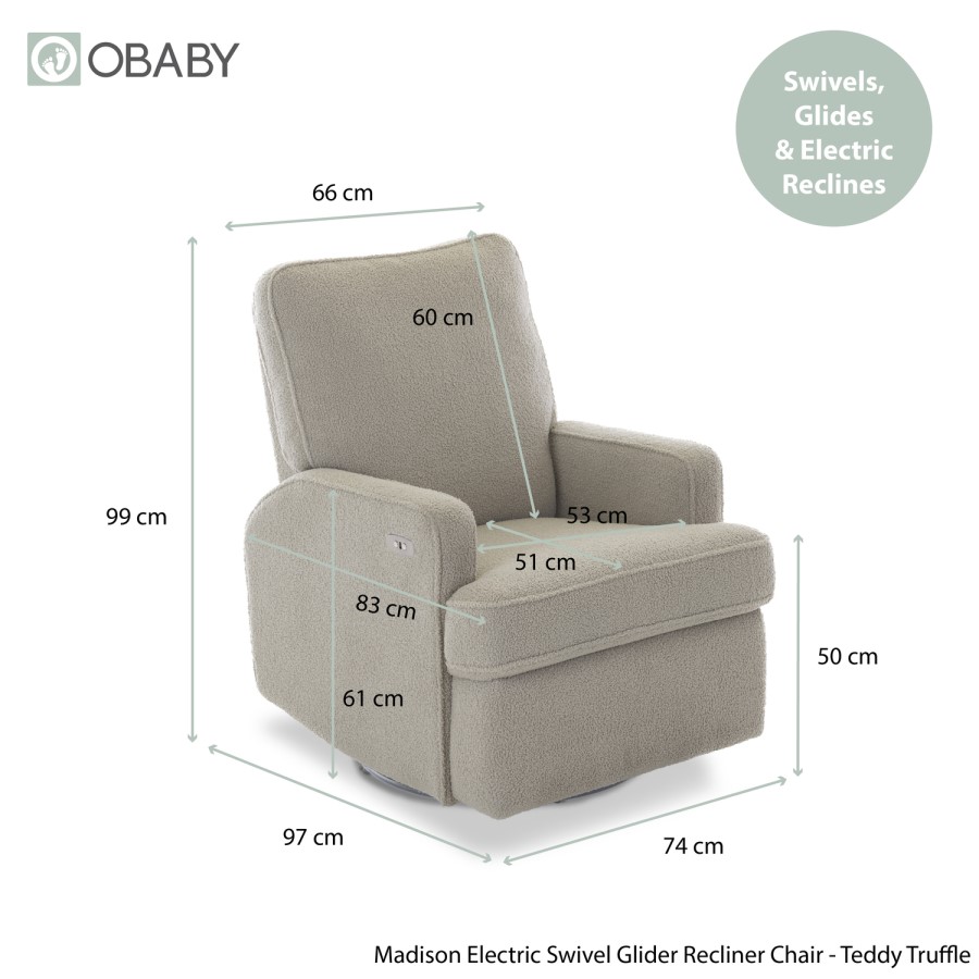 Madison Truffle Electric Recliner Chair - Obaby