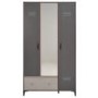 Parisot Rebelle 3 Door 1 Drawer Wardrobe in Ash and Dark Grey