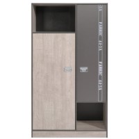 Parisot Fabric 2 Door Wardrobe in Grey Loft and Dark Grey