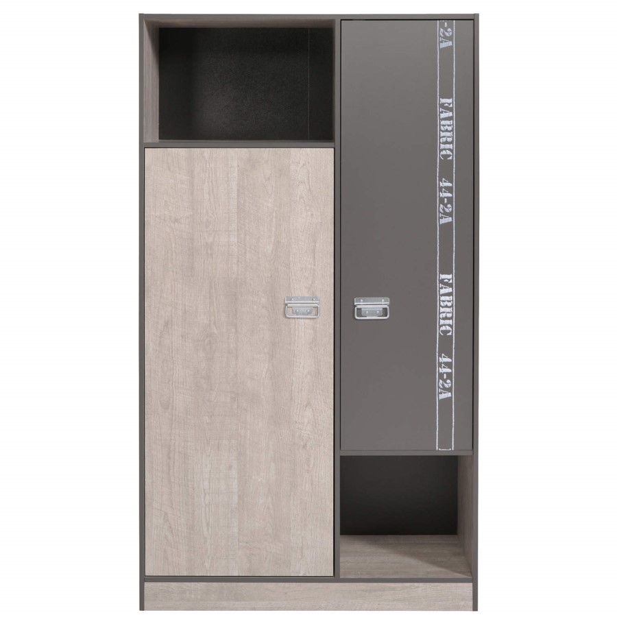 Parisot Fabric 2 Door Wardrobe in Grey Loft and Dark Grey