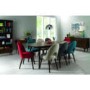 GRADE A1 - Bentley Designs Oslo Walnut Linen Fabric Upholstered Charcoal Dining Chair