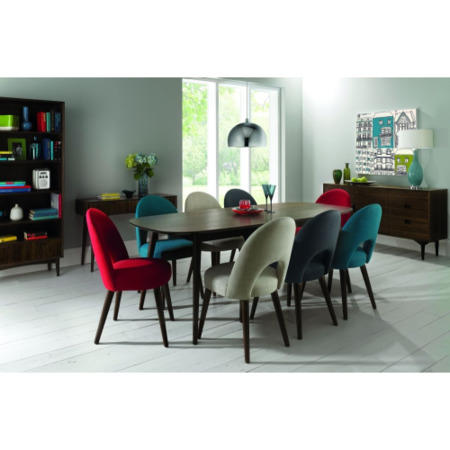 GRADE A1 - Bentley Designs Oslo Walnut Linen Fabric Upholstered Charcoal Dining Chair