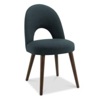 GRADE A1 - Bentley Designs Oslo Walnut Linen Fabric Upholstered Charcoal Dining Chair