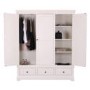 GRADE A2  - Savannah Solid Acacia Wood 3 Door 3 Drawer Wardrobe in Stone White