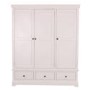 GRADE A2  - Savannah Solid Acacia Wood 3 Door 3 Drawer Wardrobe in Stone White