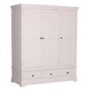 GRADE A2  - Savannah Solid Acacia Wood 3 Door 3 Drawer Wardrobe in Stone White