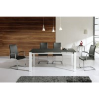 GRADE A2 - Wilkinson Furniture Mobo Small Black Extending Table with Glass Top