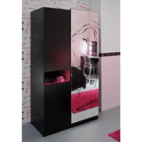 Parisot Lady Doll 2 Door Wardrobe in Black and Raspberry