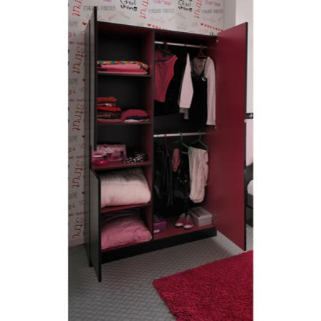 Parisot Lady Doll 2 Door Wardrobe In Black And Raspberry