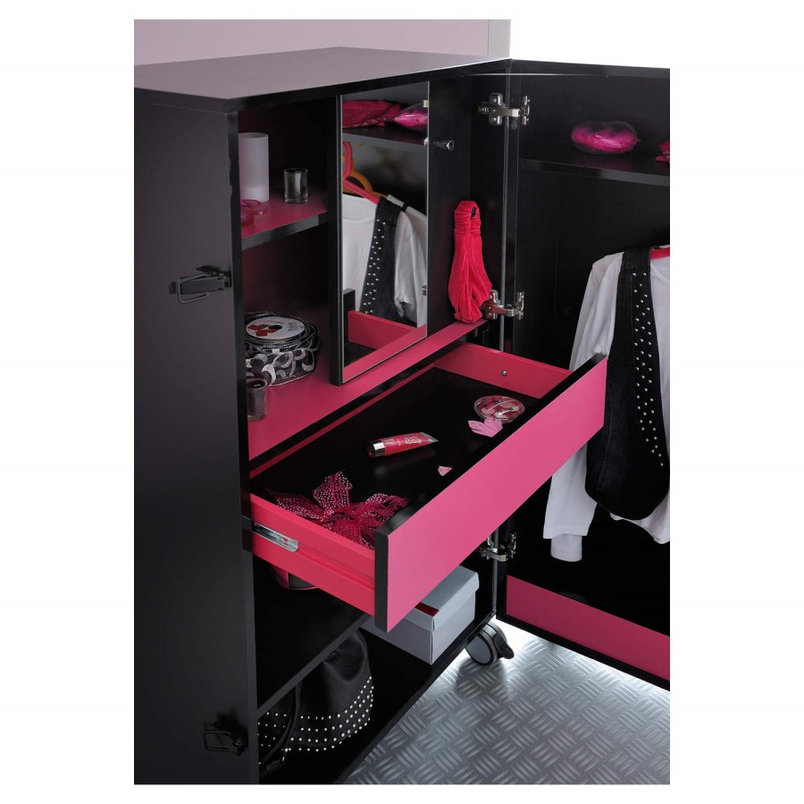 Parisot Lady Doll Box Wardrobe in Black and Raspberry