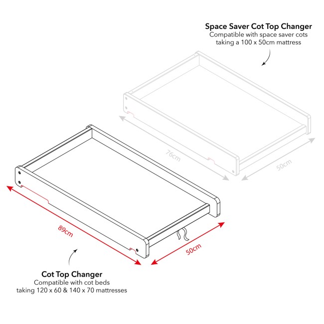 Cot Top Changer in White - White