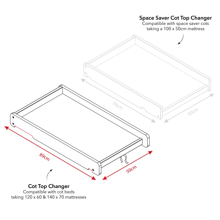 Cot Top Changer in White - White