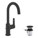 242032432 Grohe Start QuickFix Mono Basin Mixer Tap with Waste - Matt Black