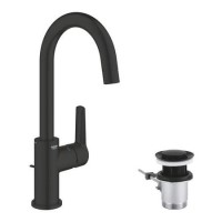 Grohe Start QuickFix Single Lever Basin Mixer Tap with Waste - Matt Black