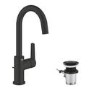 Grohe Start QuickFix Single Lever Basin Mixer Tap with Waste - Matt Black