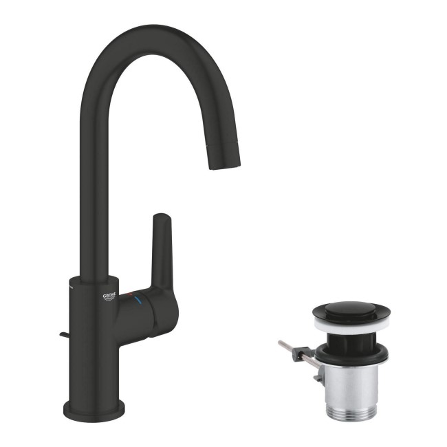 Grohe Start QuickFix Mono Basin Mixer Tap with Waste - Matt Black