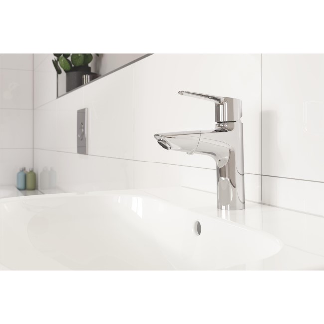 Grohe QuickFix Start Mono Basin Mixer Pull Out Spout with Waste - Chrome