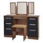 GRADE A2 - High Gloss Large Dressing Table in Walnut and Black