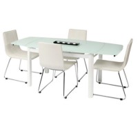 Wilkinson Furniture Inca Dining Set in White with 4 Chairs
