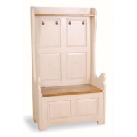 GRADE A3 - French Painted 2 Seater High Back Monks Bench - cream