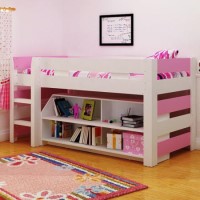 GRADE A2 - Light cosmetic damage - Seconique Lollipop Girls Mid Sleeper Bed in White and Pink
